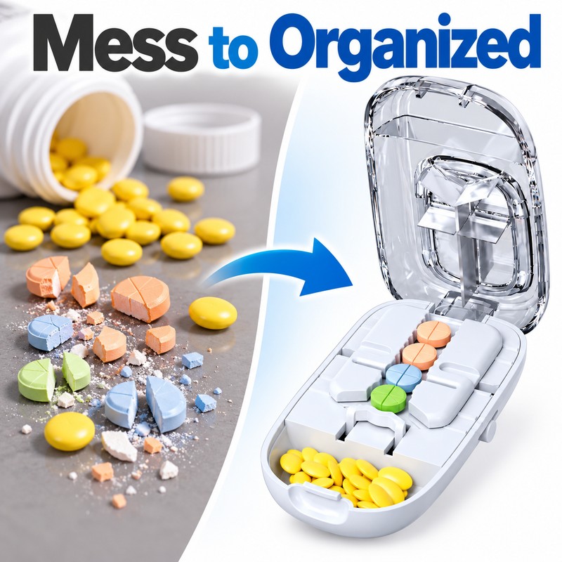 Adjustable Pill Cutter with Storage for Daily Medication – Precision