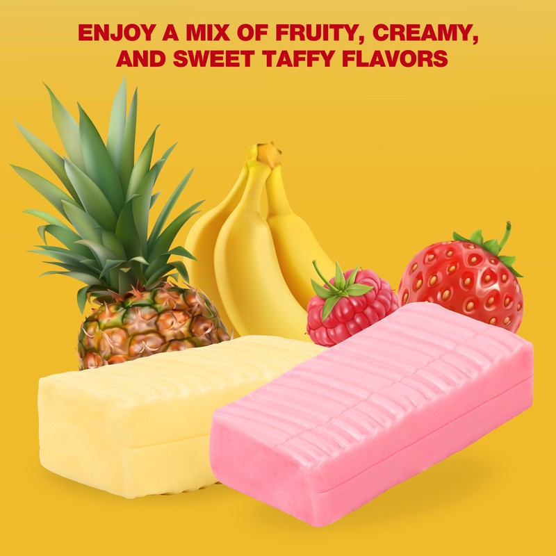 Assorted Fruit Taffy Candy, 2-Pound Bag (About 180 Pieces)