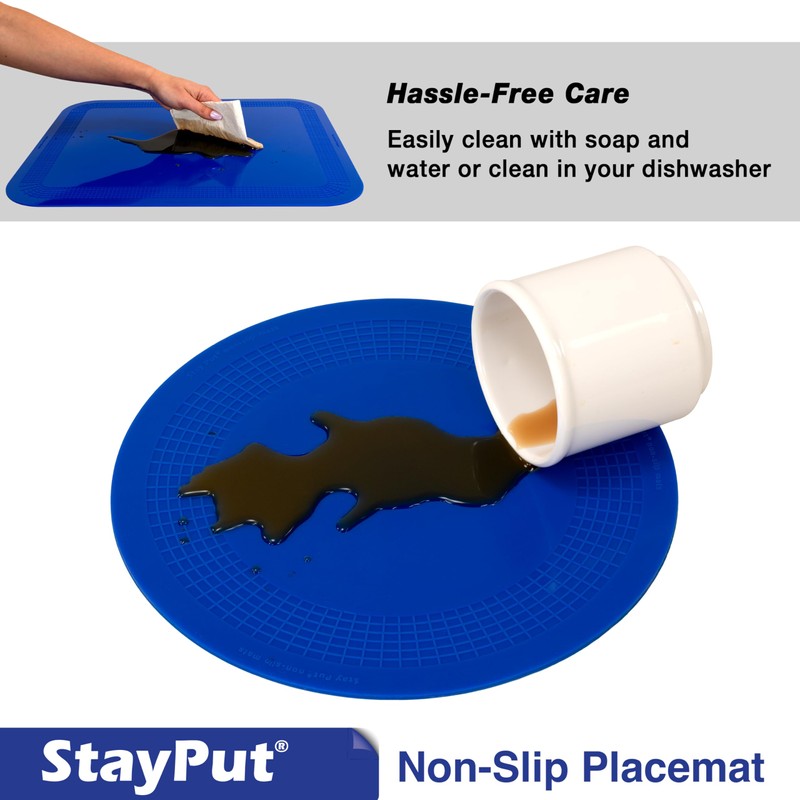 StayPut Premium Non-Slip Placemats - Rectangular & Circular Designs for