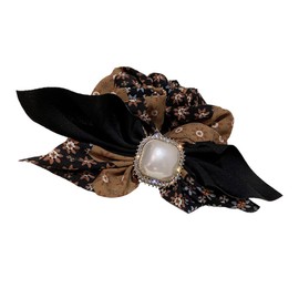 IWOWHERO Pearl Bowknot Hair Scrunchies 5-Piece Set Elegant Hair Tie Accessories for Women and Girls for Ponytails and Everyday Use Rhinestone Detail