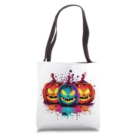Neon Pop Art Jack-o-Lantern Row Tote Bag