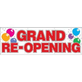 4 Less Co 2x6 Feet GRAND RE-OPENING Vinyl Banner Balloons Sign With Grommets wb