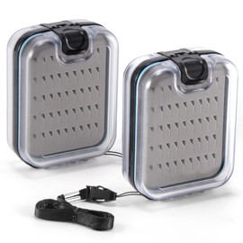 Dr.Fish 2 Pack Fly Box for Fly Fishing Flies Case Jig Box Streamer Fly Fishing Box Waterproof Lightweight ABS Plastic Double Sided Transparent Lid Clear View Deep Slot Flies Hoder Storage Case