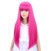 Kids Hot Pink Wig Girls Long Straight Meganta Wig with