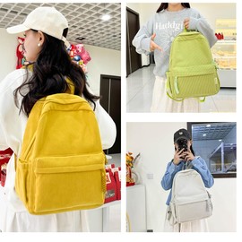 LEMONEYE Cute Corduroy Double - Shoulder Backpack for Women, Lightweight Laptop Bag, Great for Daily & Travel (Green)