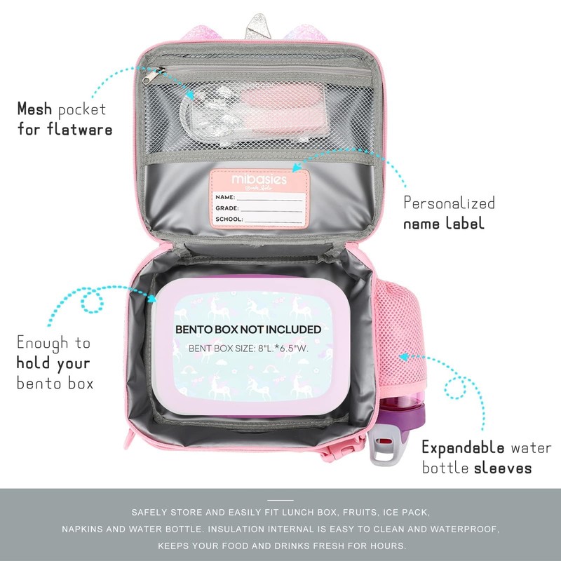 mibasies Unicorn Lunch Bag Kids Insulated Lunch Box for Girls