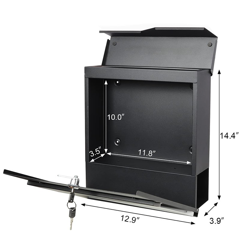 Parrency Metal Mailbox Wall Mount, Locking Mailbox with Key Lock,