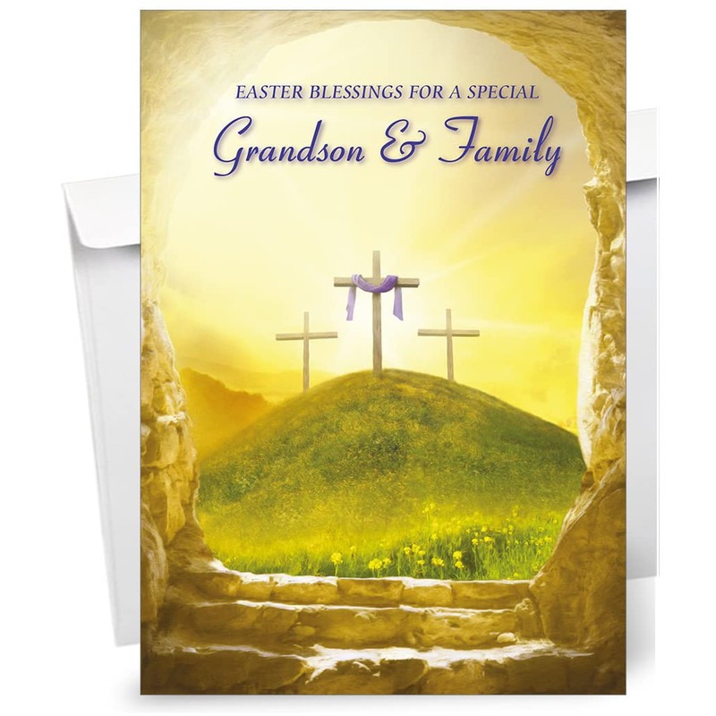 Grandson & Family Religious Easter Card - Christian Easter Card