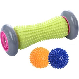 CHANEDE Foot Roller Massage Ball for Relief Plantar Fasciitis and Reflexology Massager for Deep Tissue Acupressure Recovery for PLA Relax Foot Back Leg Hand Tight Muscle, 1 Roller and 2 Spiky Balls