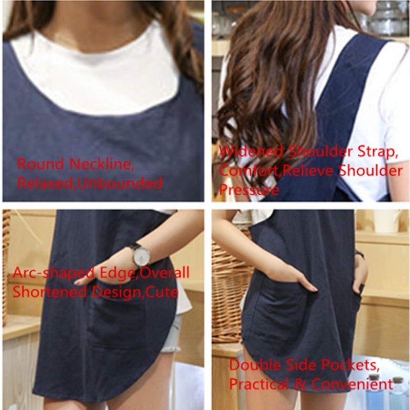 Japanese Style Soft Cotton Linen Apron with Two Side Pockets,