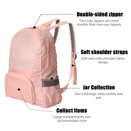 GWAWG 25L Ultra Lightweight Foldable Backpack, Small Rucksack Water Resistant Durable Packable Backpacks for Unisex Outdoor Camping Hiking Travelling Shopping Walking Hiking Biking (Pink)