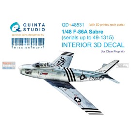 Quinta Studio QTSQD48531R 1:48 Quinta Studio 3D Decal - F-86A Sabre + Resin (CLP kit)