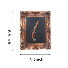 S-MANTIS Vintage Wall Sculpture,Antique Pediment,Hallway Wall Art,Hand Painted Wall Decoration With Embossed Intricate Decorative Gun Design,Oblong Aesthetic Room Décor, Gallery, Unique Gift(Antique