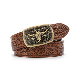 BELTROAD Mens Ratchet Western Belt Leather Brown Cowboy Ratchet Belts for Men Leather Ratchet Belts for Jeans Casual Adjustable Belt for Men with Automatic Cowboy Buckle Men's Christmas Gifts Belts