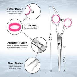 Sirabe 9 PCS Hair Cutting Scissors Thinning Shears Kit, Professional Haircut Scissors Set, Barber Hairdressing Texturizing Shears Tools for Salon Home Men Women Kids Adults Pet