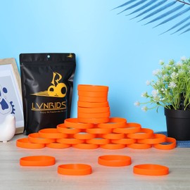 LVNRIDS Solid Color 50 Silicone Wristbands Rubber Bracelets for Children, 7 inch Wholesale Sports Rubber Elastic Wristband Bracelet Bulk Gifts for Teacher Supplies Party Decorations Orange