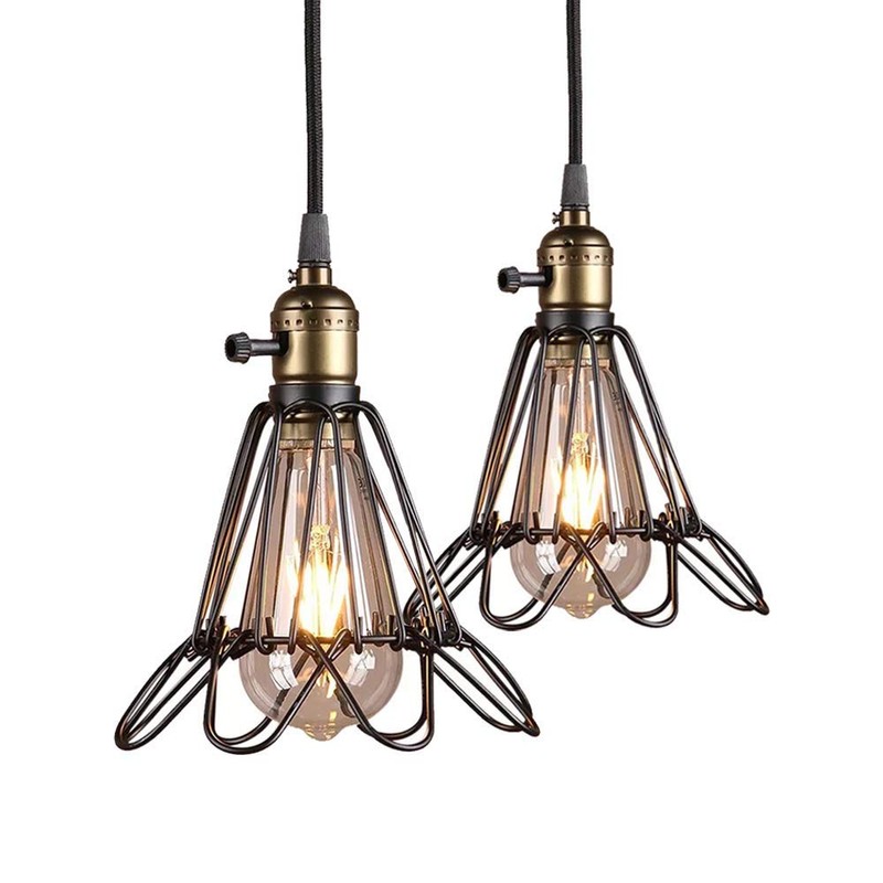 2 x E27 Vintage Pendant Light Ceiling Lighting Loft Style