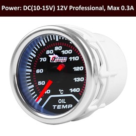 ETOPARS Universal Car Oil Temperature Display 2 Inch 52 mm Car Oil Temperature Meter Celsius Oil Temperature Pointer Display Oil Temp White Light Indicator Instrument Smoke Tint Len