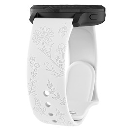 Meliya for Garmin Forerunner 245/245 Music Band, Forerunner 645/645 Music Band, Forerunner 55/158 Band, 20mm Flower Engraved Replacement Band for Vivoactive 5/Vivoactive 3/Vivomove/Venu Sq Band
