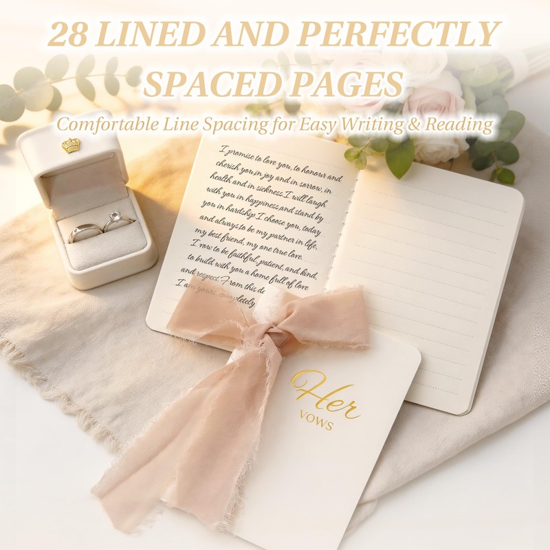 Wedding Vow Books His and Hers, Soft Touch Cover with