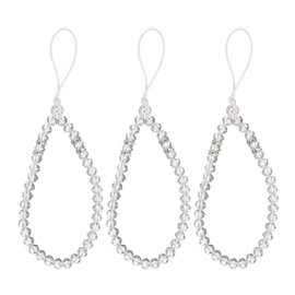 QUARKZMAN 3 Stück Bling Crystal Lanyard, 18mm(0.7") Phone Wrist Strap Glitters Crystal Beads Lanyard Keychain Office Neck Strap für Frauen ID-Karte, Schlüsselband (Weiß)