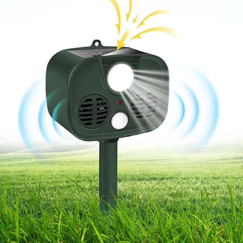 Ultrasonic Animal Repeller Solar Powered Motion Detection Animal Deterrent Device