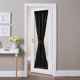 NICETOWN Black Velvet Door Curtains 63 inch Length, Thick Soft Fabric Rod Pocket Blackout Curtains Thermal Insulated Window Covering for Studio/Dining/Kitchen, W36 x L72, Single Panel