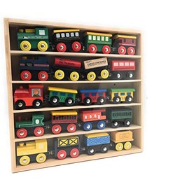 Oojami 20 pc Wooden Train Set - Magnetic Train Set Includes 5 Engines for Toddlers & Kids Boys and Girls - Compatible with Train Sets