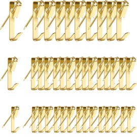Heavy Duty Picture Hooks, 80Pcs Picture Hanging Hooks for Hard Walls Wood Photo Hooks Picture Hanging Kit, 20lb, 30lb, and 50lb, Picture Photo Frame Hanging Hooks with Nails(Gold)