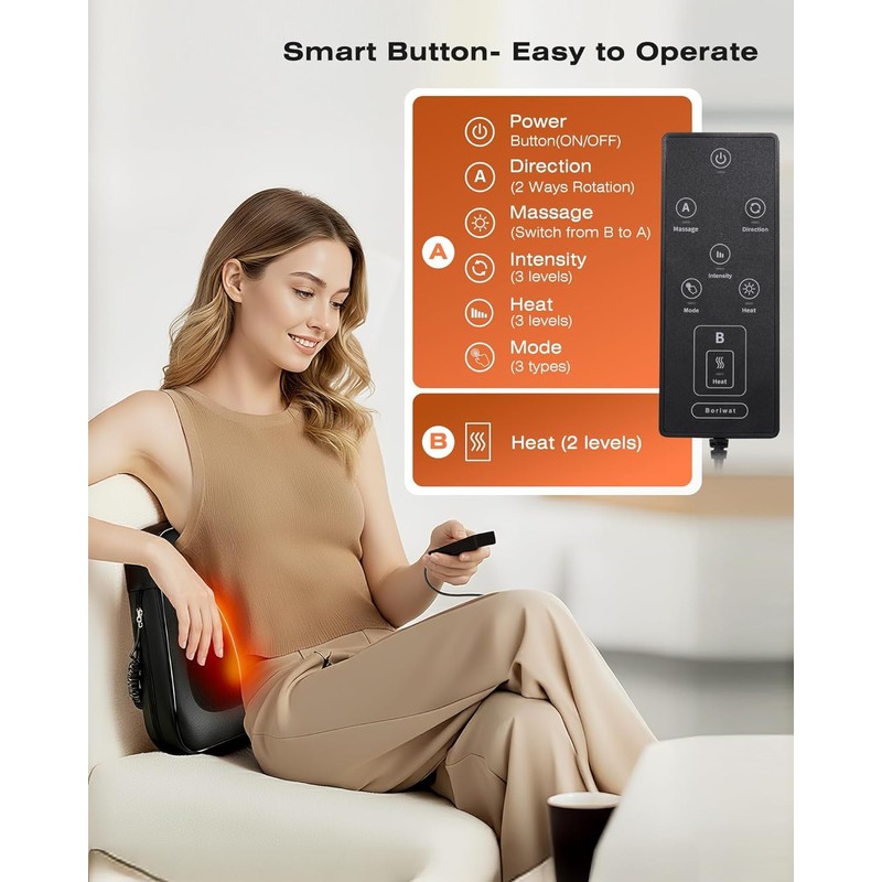 Back Massager for Pain Relief Deep Tissue with Heat -