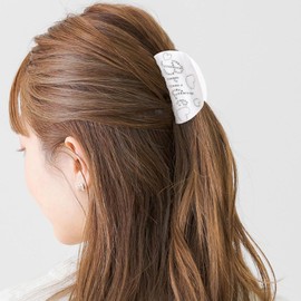 WHAVEL Bride Claw Clip, 1 PCS White Claw Clip Rhinestone Bride Hair Clip Bridal Accessories Bride Bachelorette Gifts for Bachelorette Party, Wedding, Bridal Shower