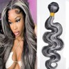 HeioWuio P4/Grey Body Wave Hair Bundles Brazilian Remy Extensions Ombre