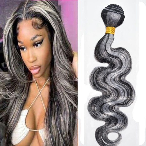 HeioWuio P4/Grey Body Wave Hair Bundles Brazilian Remy Extensions Ombre
