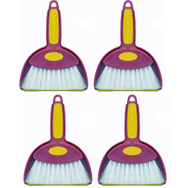 Broom Mini Hand Whisk and Snap-on Dustpan Sets (4, Small)