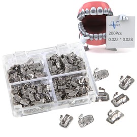 200Pcs Ortodoncia Tubo Bucal Simple de Metal, 1st Molar Roth One Piece Non-ConvSingle Buccal Tube, para 16/26/36/46 (0.022 * 0.028)