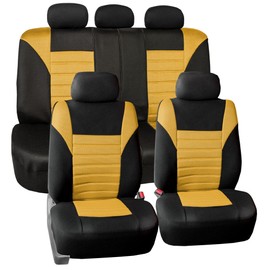 FH Group FB068YELLOW115 Universal Fit Full Set Premium 3D Air Mesh Design Yellow Automotive Seat Covers fits Most Cars, SUVs, and Trucks (Airbag and Rear Split Bench Compatible)