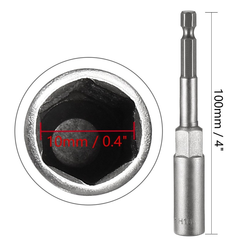 sourcingmap 1/4" Quick-Change Hex Shank 10mm Deep Socket Nut Setter