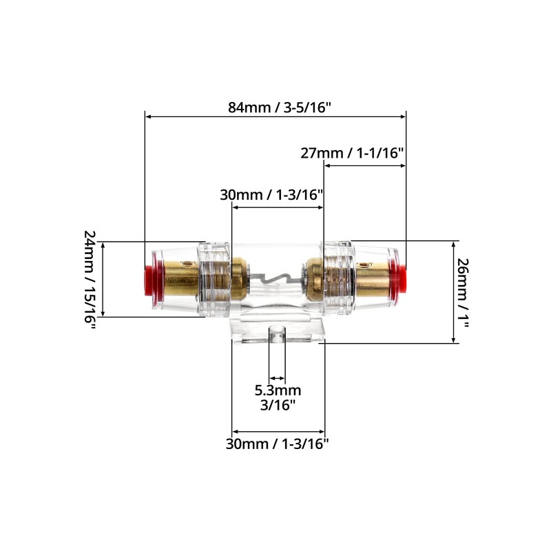 QWORK® 2 Pcs AGU In-line Fuse Holder 60A 12V-48V DC