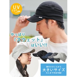 [Casual Box] CHARM UV Protection Sweat Work Cap [One Size Fits All / 4 Colors Available] Large Size Cotton Washable Hat, navy