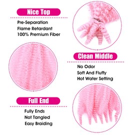 Amir Hair Marley Hair Spring Twist Hair 16 Inch Cuban Twist Hair 8 Pcs Kinky Twist Braiding Hair Pre Stretched Long Marley Crochet Braiding Hair For Black Women(16 Inch, pink#)