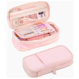 Deco Life® Large Pencil Case Stylish & Spacious Organizer for Your Writing Essentials Keep Your Pens Markers Neatly Stored Suitable for School Girls & Boys or Office Large Capacity Pencil Case (Pink)