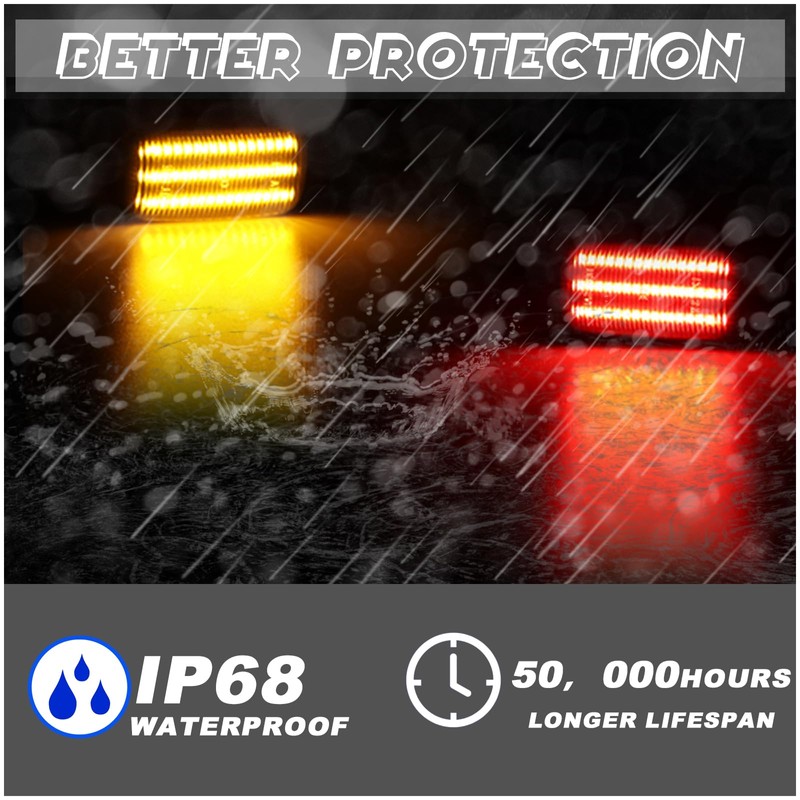 ULTRALTH Smoked Side Marker Lights for 2015-2023 Chevy Silverado &