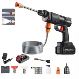 Blusonno Cordless Pressure Washer, 30Bar Battery Powered with 3 Spray Modes and Accessories, Handheld Electric Power Washers for Cars/Fences/Driveways/Patios/Home Cleaning (Standard)