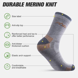innotree Merino Wool Hiking Socks for Men, Micro Crew Half Cushioned Thermal & Moisture Wicking Hiking Socks, 3-Pack