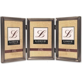 Lawrence Frames Bead Border Design, 4x6 Triple, Pewter