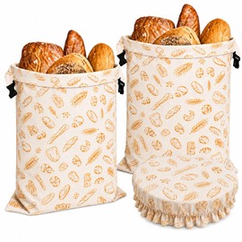 Beeswax Bread Bags for Homemade Bread, Drawstring Sourdough Storage Bags