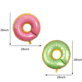 4PCS Donut Foil Balloons Kit Large Multicolor Sprinkle Aluminum Film Balloons for Baby Shower Donut Themed Party Birthday Decoration
