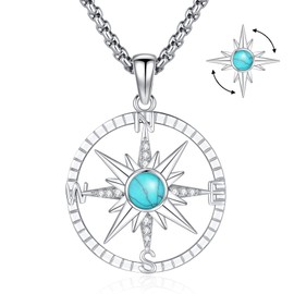 Eusense Compass Necklace for Women Men,925 Sterling Silver Rotatable Compass Pendant Graduation Gifts for Her,Womens Mens Compass Jewelry Necklaces Gift for Anniversary Birthday