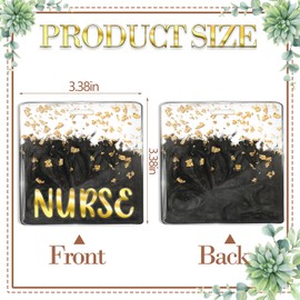 SEEVOR Nurse Badge Buddy Card Gold Foil Pearlescent Horizontal Badge Identification Tags (Black Nurse)