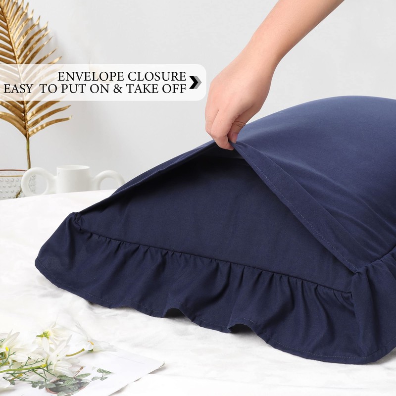 PiccoCasa Brushed Ruffle Pillowcases Soft Breathable Pillow Cases with Envelope